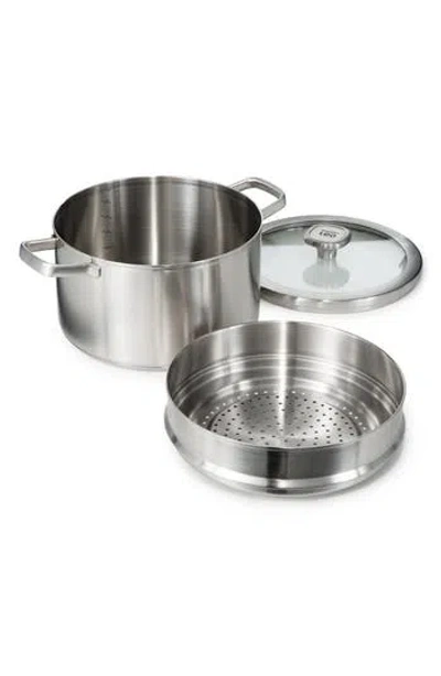 Berghoff Graphite 3-piece Recycled Stainless Steel Stockpotck & Steamer Set In Metallic