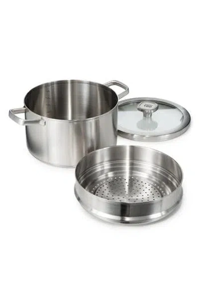 Berghoff Graphite 3-piece Recycled Stainless Steel Stockpotck & Steamer Set In Silver