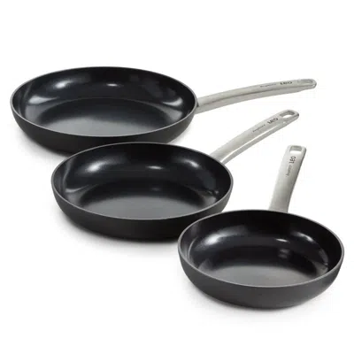 Berghoff Graphite 3pc Non-stick Ceramic Frying Pan Set In Black