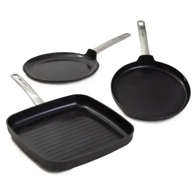Berghoff Graphite 3pc Non-stick Ceramic Specialty Cookware Set, Sustainable Recycled Material In Black