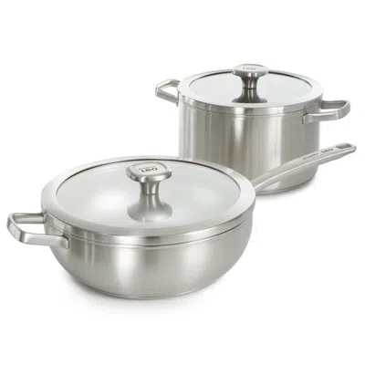 Berghoff Graphite 4 Piece Cookware Set With Glass Lids In Metallic
