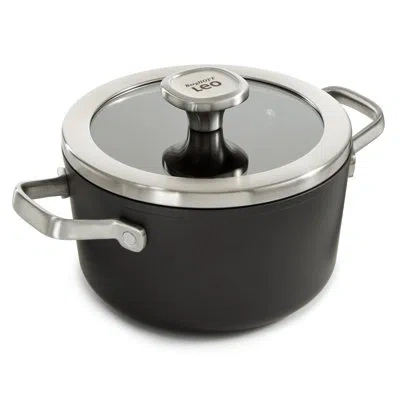 Berghoff Graphite Non-stick Ceramic Stockpot 8", 3.3qt. Glass Lid, Sustainable Recycled Material In Black