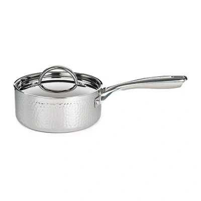Berghoff Hammered 7" Covered Stainless Steel Sauce Pan In Silver