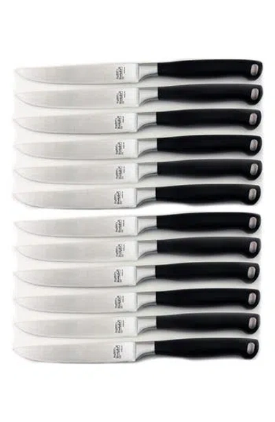Berghoff International Bistro 12 Stainless Steel Steak Knives In Black/silver