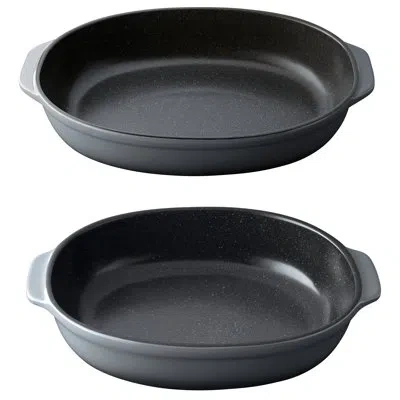 Berghoff International Gem Stoneware 2pc Oval Baking Dish Set In Gray