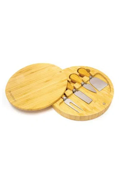 Berghoff International Round Bamboo Wood Cheese Board & Knife Set In Yellow