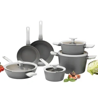 Berghoff Leo 10pc Black Ceramic Non-stick Cookware Set In Gray,white