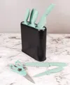 Berghoff Leo 8-piece Kitchen Knife Set With Universal Knife Block In Mint