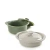 Berghoff Leo Balance 4-piece Ceramic Covered Caserole Dish In Green/ivory