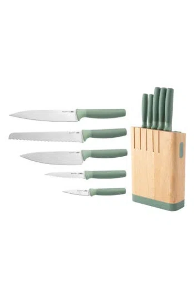 Berghoff Leo Forest Knife Block 6-piece Set In Green/beige