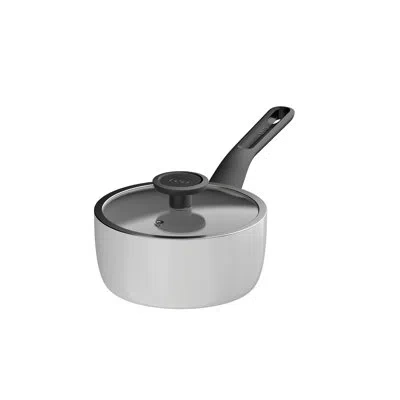 Berghoff Leo Glints Nonstick Recycled Aluminum Saucepan 7", 2qt. With Glass Lid In Cream