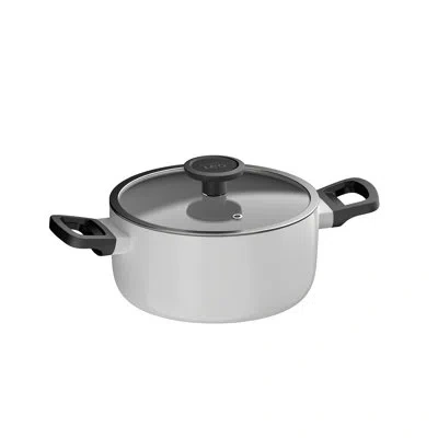 Berghoff Leo Glints Nonstick Recycled Aluminum Stock Pot 8", 3qt. With Glass Lid In Cream