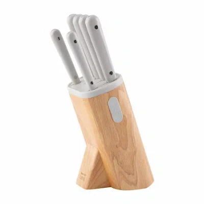 Berghoff Leo Glints Stainless Steel 7-pc. Knife Block Set In White