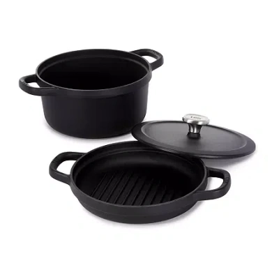 Berghoff Leo Graphite 3-pc. Cast Iron Cookware Set In Black
