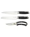 Berghoff Leo Graphite 3-piece Stainless Steel Forged Cutlery Set In Black