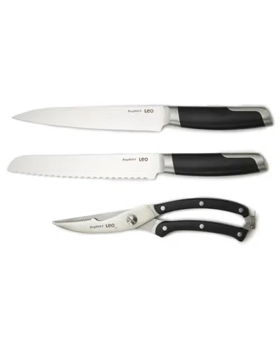 Berghoff Leo Graphite 3-piece Stainless Steel Forged Cutlery Set In Black
