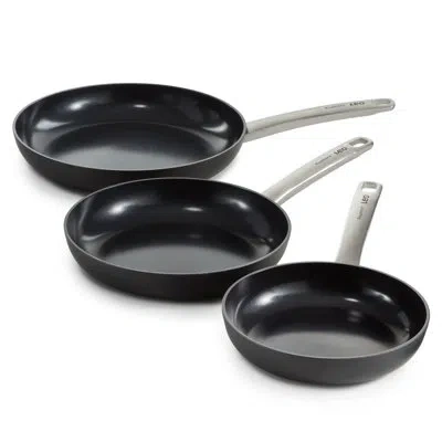 Berghoff Leo Graphite 3pc Nonstick Ceramic Frying Pan Set In Black