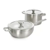 Berghoff Leo Graphite 4-pc. Stainless Steel Dishwasher Safe Cookware Set In Silver