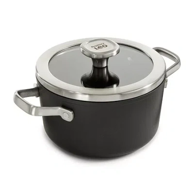 Berghoff Leo Graphite Ceramic Non-stick 3.3-qt. Stockpot With Glass Lid In Black