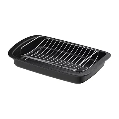 Berghoff Leo Graphite Non-stick 16.5x11" Roaster With Rack In Black