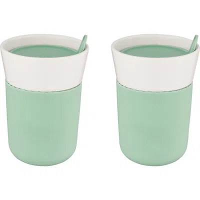 Berghoff Leo Green Porcelain Travel Mug In White/green