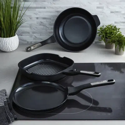 Berghoff Leo Phantom 3pc Nonstick Ceramic Specialty Cookware Set, Recycled In Black