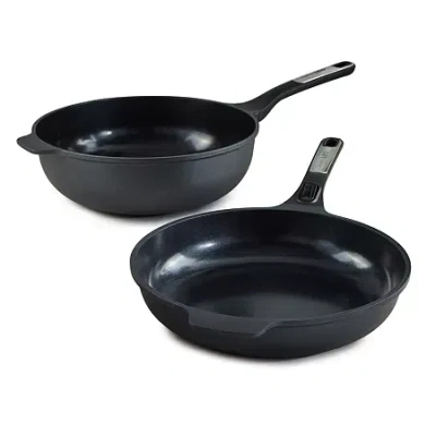 Berghoff Leo Phantom Cearmic Non-stick 2-pc. Stir Fry Pan Set In Black