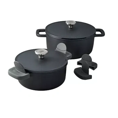 Berghoff Leo Phantom Ceramic Non-stick 4-pc. Stockpot Set In Black