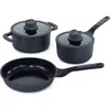Berghoff Leo Stone+ 5-piece Specialty Pan Set In Black
