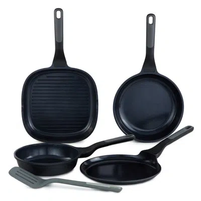 Berghoff Leo Stone+ 5pc Nonstick Ceramic Specialty Pan Set With Turner, Recycled In Black