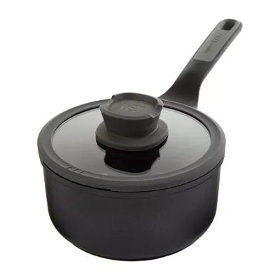 Berghoff Leo Stone+ Ceramic 2-qt. Non-stick Sauce Pan With Lid In Black