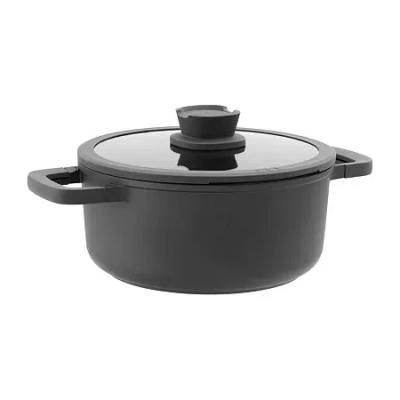 Berghoff Leo Stone+ Ceramic Non-stick 10" Stockpot With Lid In Black