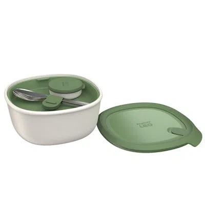 Berghoff Leo To Go Salad Bowl With Flatware Set In Green;tan
