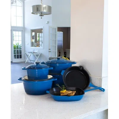 Berghoff Neo 10pc Cast Iron Cookware Set In Blue