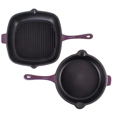 Berghoff Neo 2pc Cast Iron Cookware Set With Fry Pan And Grill Pan Set In Purple