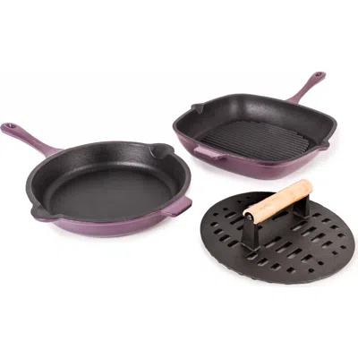 Berghoff Neo Cast Iron 3-pc. Grill Pan And Slotted Steak Press In Multi