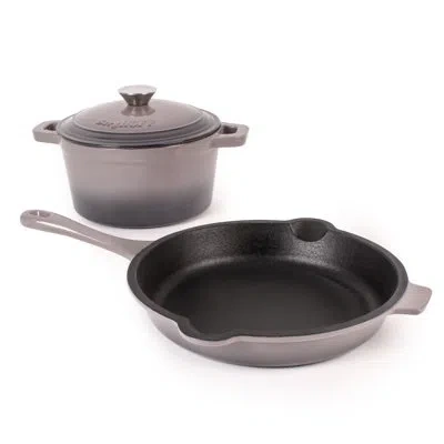 Berghoff Neo 3pc Cast Iron Cookware Set, Fry Pan & Round Dutch Oven In Oyster