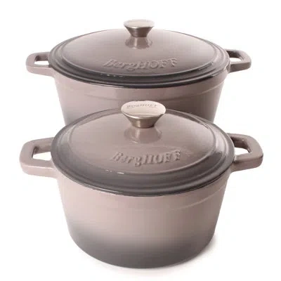Berghoff Neo 4 Piece Cast Iron Cookware Set With 3qt Covered Dutch Oven And 7qt Covered Stockpot In Oyster