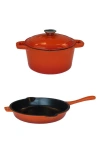 Berghoff Neo 4-piece Cast Iron Grill Set In Orange