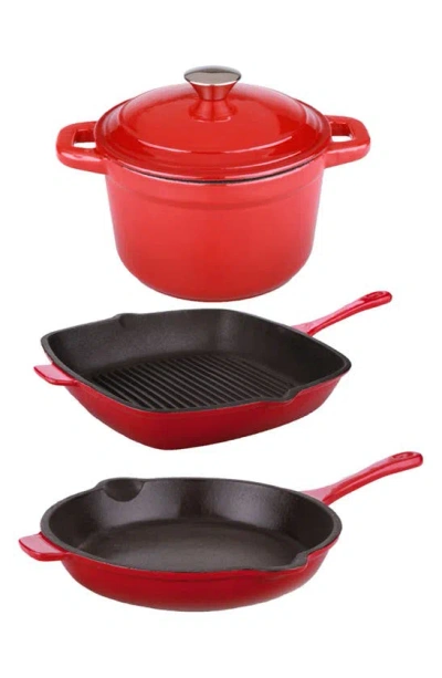 Berghoff Neo 4-piece Cast Iron Grill Set In Red