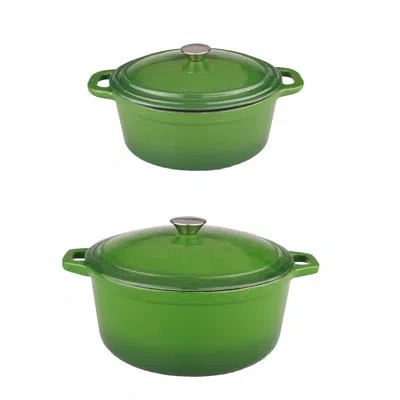 Berghoff Neo 4pc Cast Iron Cookware Set With 5qt. And 8qt. Dutch Ovens With Matching Lids In Green
