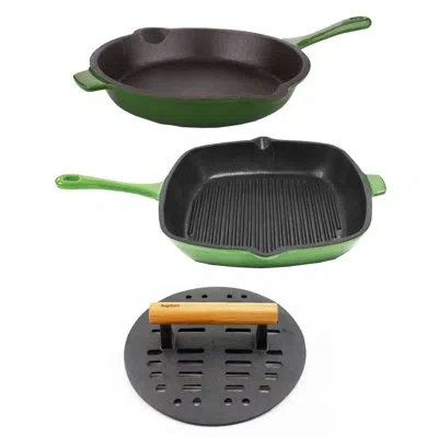 Berghoff Neo Cast Iron 3 Piece Grill Pan Set In Black;green