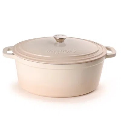 Berghoff Neo Cast Iron 8qt. Oval Dutch Oven 13" With Lid, Meringue In Neutral