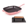 Berghoff Neo Cast Iron Grill Pan And Bacon/steak Press Set In Pink