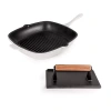 Berghoff Neo Cast Iron Grill Pan And Bacon/steak Press Set In White