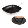 Berghoff Neo Cast Iron Grill Pan And Slotted Steak Press Set In Black