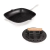 Berghoff Neo Cast Iron Grill Pan And Slotted Steak Press Set In White