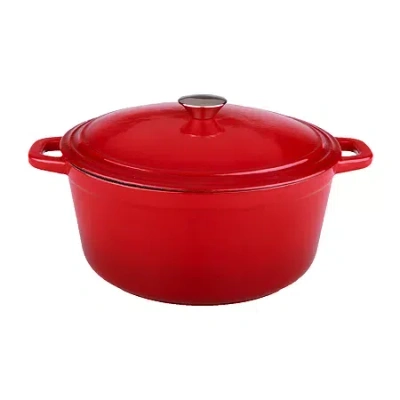Berghoff Neo Cast Iron Oval Covered Casserole 5-qt. In Red