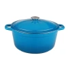 Berghoff Neo Cast Iron Oval Covered Casserole 5-qt. In Blue