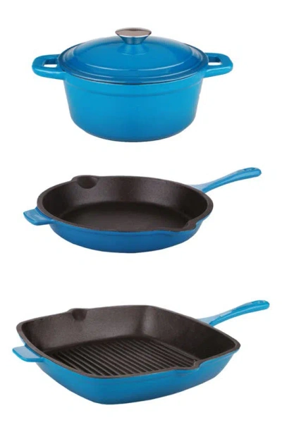 Berghoff Neo Set Of 4 Cast Iron Grill Set In Blue
